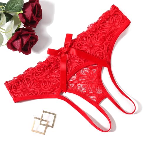 Avidlove Women Lace Hollow Out Panties Low Rise Cheeky Underwear Christmas Underpants Red