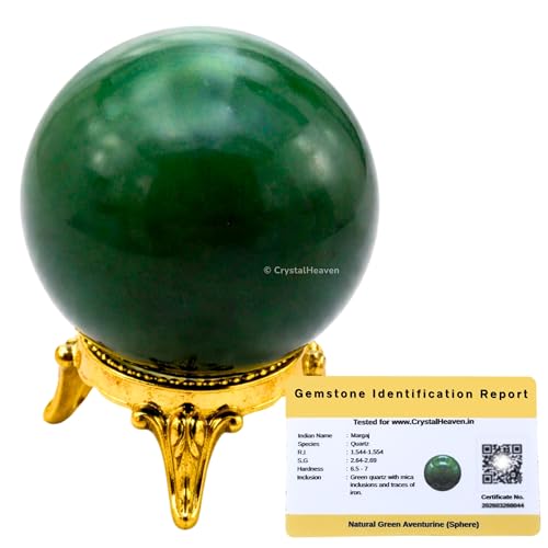 Image of Certified Dark Green Aventurine Crystal Ball for Meditation - Premium Crystal Vastu Items for Home and Feng Shui Items for Good Luck - Ideal for Pooja Supplies and Spiritual Practices (1.5 inch Inch)