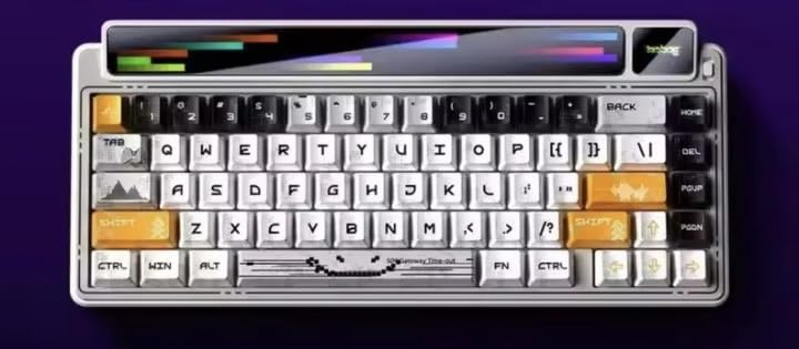 Aula Leobog AMG65 RGB Mechanical Gaming Keyboard, 67 Keys, 315 LED Smart Beads, Tri-mode Connectivity Wired & Wireless, Type-C, Bluetooth, 8000mAh Battery (Star light, Feather shaft)