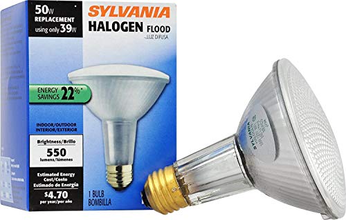 SYLVANIA 16156 4-pack Capsylite Long Neck Halogen Bulb Dimmable / PAR30 Reflector Wide Flood Light (50W replacement) / Medium Base E26 / 39 W / 2850K – warm white