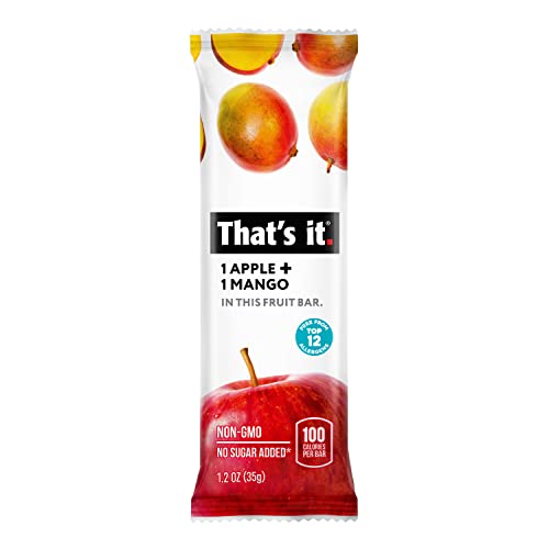 That's It. Fruit Bars Variety Pack (Mango + Cherry) 100% Natural Real Fruit Bar, Best High Fiber Vegan, Gluten Free Healthy Snack, Paleo For Children & Adults, Non Gmo No Sugar Added, No Preservatives Energy Food (12 Count) #TOP1