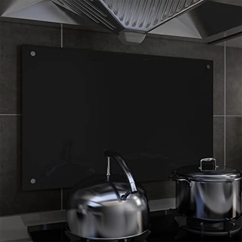 IKAYAA Protector Salpicaduras Cocina Pared de Vidrio Templado 6 mm, Protector Pared Antisalpicaduras Cocina, Panel Protector Salpicaduras Cocina 80 x 50 cm, Fácil de Limpiar, Negro