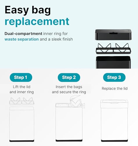 Detaillierter Blick auf den geöffneten Five Stars Mülleimer: Innere Fächer aus robustem ABS