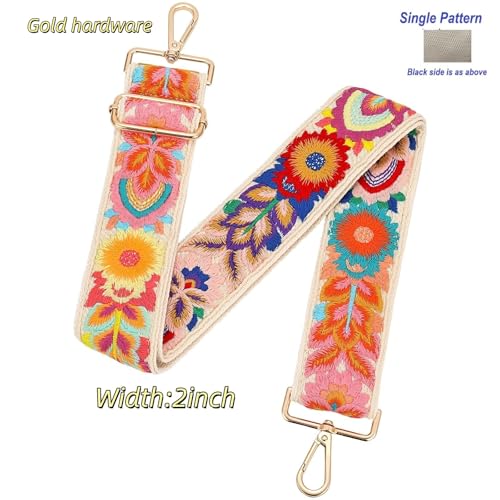 Image of Crochet Flower Purse Strap,Knit Wide Replacement Crossbody for Shoulder Strap Bag Adjustable 2inch Guitar Strap