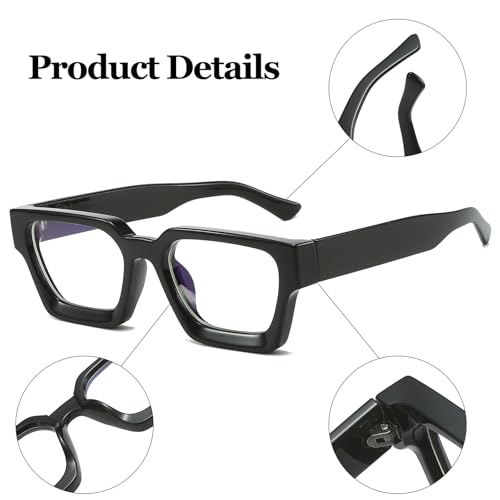 LJCZKA Blue Light Glasses Square Frame for Women Men Computer Glasses Thick Frame Anti Eye-Fatigue Headache for Reading Texting & Gaming - Image 4