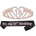 18th Birthday Tiara and Sash, Pink 18th Birthday Party Supplies Happy 18th Birthday Party Supplies, It's My 18th Birthday Black Glitter Satin Sash Tiara Birthday for 18th Birthday Party (Pink)