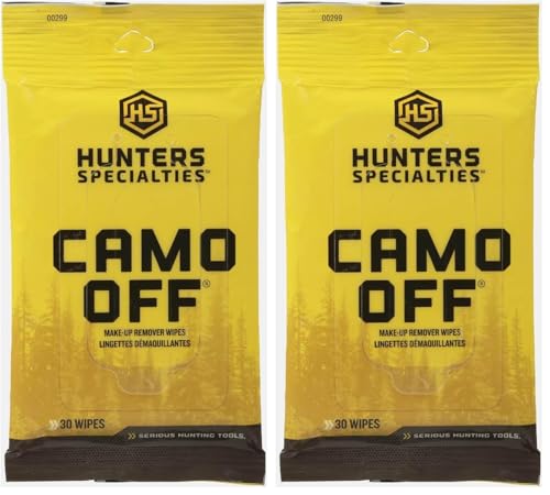 Hunters Specialties Camo Off Makeup Remover Wipes, 30 per Pack - Pocket Size Easy-to-Use Hunting Concealment Face Makeup Cleansing Wipes (Pack of 2)