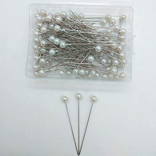 Healifty 200Pcs Costura Alfinetes de Costureira Alfinetes de Cabeça Pérola Branca Em Linha Reta Pino