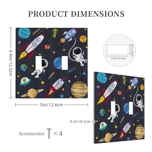 Wpshijia WPSHIJIA0713 Rocket Planets Astronaut Blue Decorative 2 Gang Light Switch Plate Cover Double Toggle Wall Plate Decorative Switchplate Electrical Faceplate For Nursery Kidsroom Bedroom Decor thumb #4