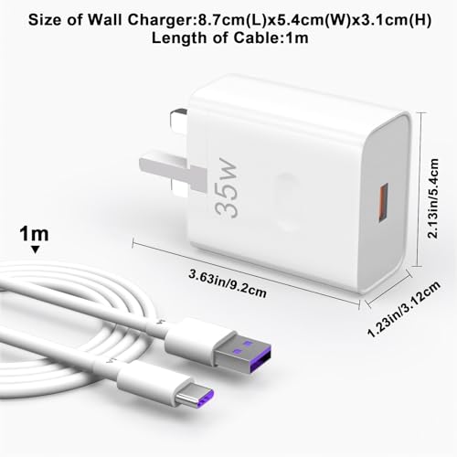 For Honor Charger 35W Super Charging Plug UK Power Adapter + SuperCharge Cable 1M for Honor 200 Pro 400 Lite 90 70 X6b X6c,Wall Charger for HONOR 200 90 Smart Magic 6 Lite 5 X7b X7c X8a X9 X9a Pad 9 - Image 5
