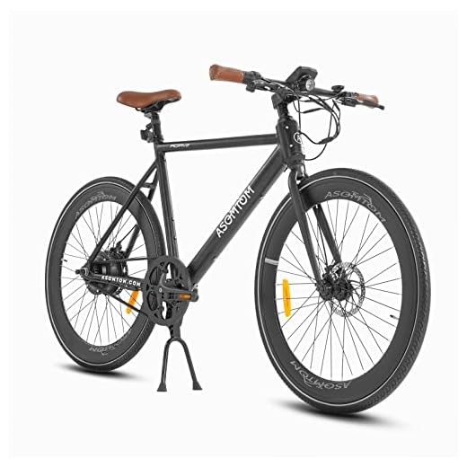 Asomtom Electric Bicycle for Adult Urban Hybrid Bike, Electric Bike for Adults 350W 700C Road Ebikes Motor 36V 9Ah Lithium-Ion Battery Electric Road Bike for Urban Commuting (RV2-Black)