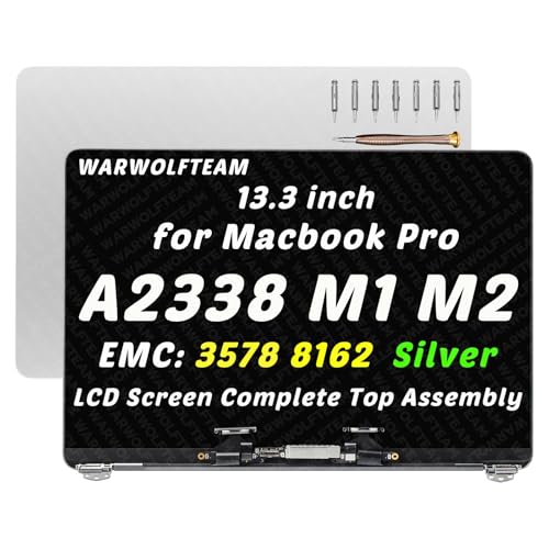 Image of 13.3in Compatible with MacBook Pro A2338 M1 2020 M2 2022 EMC 3578 EMC 8162 661-12830 661-12829 661-17548 661-17549 661-15733 2560 x 1600 LCD Screen Replacement Assembly(Silver)