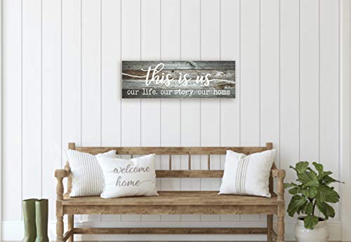 This Is Us Our Life Our Story Our Home Rustic Farmhouse Wood Wall Decor Sign 6X18 (Gray) #TOP4