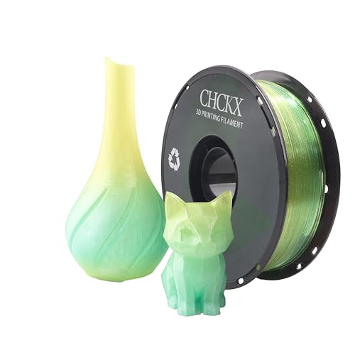 CHCKX Crystal Rainbow PLA 3D Printer Filament, Dimensional Accuracy +/- 0.02 mm, 1kg (2.2lbs), 1.75 mm, Rainbow Yellow Green