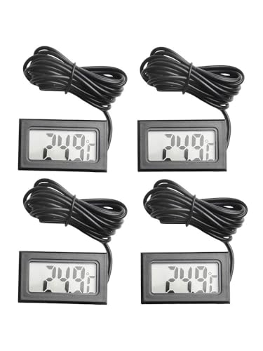 NINMORTH Paquete de 4 termómetros digitales LCD con sensor externo -50 a 70 para estufa refrigerador