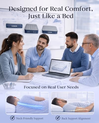 Image of VOSSER Air Mattress Full with Built in Pump,18''Inflatable Mattress of Upgraded Vertical Beams,Self Inflatable /Deflation Blow Up Mattress in 3 Mins,Flocked Top Airbed with Carry Bag for Home, Camping