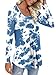 CATHY Womens Long Sleeve Casual Tunic Tops Fall Fashion 2026 Loose Fit Dressy to Wear with Leggings Winter Elastic Shirts, M, Fl White Blue