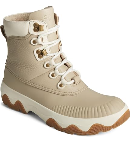 Bottes de neige premium femme Sperry Acadia en cuir et textile blanc cassé 38.5