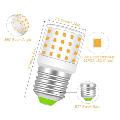 TRIJZHOU 2 Pack E27 LED Light Bulbs 6W Equivalent to 60W Halogen Warm White 3000k 806 Lumen AC 100-256Volt Beam Angle Energy Saving Larger E27 Screw Bulb - Image 4