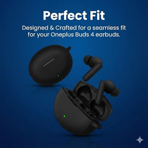 Image of iTronix Earphone Case ONLY Suitable for OnePlus Buds 4, Soft Silicone Skin Case Cover Shock-Absorbing Protective Case with Carabiner