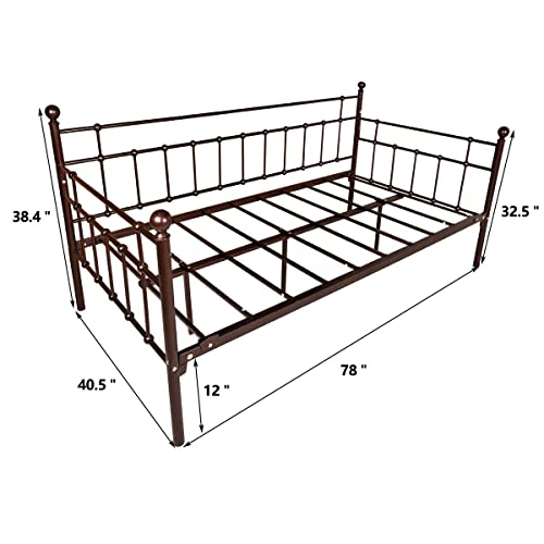 Homerecommend Metal Daybed Frame Twin Steel Slats Platform Base Box Spring Replacement Bed Sofa For Living Room Guest Room (Twin,Dark Copper) #TOP3