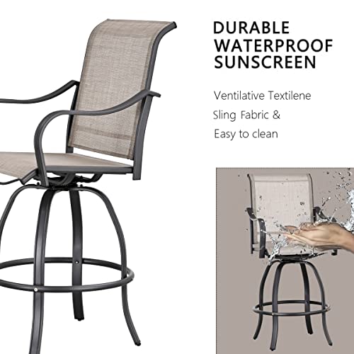 Patiofestival Patio Swivel Bar Stools Outdoor High Bistro Stools Height Chairs All Weather Garden Furniture Bar Dining Chair,Set Of 2 #TOP2