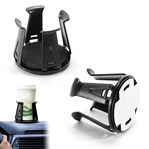 AROMUJOY Getränkehalter Auto, 2 Stück Flaschenhalter Dosenhalter Selbstklebender, Becherhalter Auto Verstellbar Universell 70mm Durchmesser, Tassenhalter für Kaffeebecher und Getränkedose, Schwarz