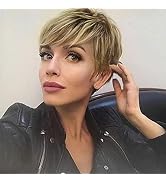 WIGNEE Pixie Wigs Short Cut Human Hair Wigs for Black Women Straight Hair Wig with Bangs None Lac...