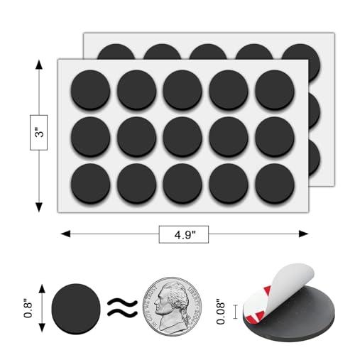 Image of Towjug Round Magnets with Adhesive Backing, 30 Pieces Strong Adhesive Magnet Dots (Diameter 0.8'' x 0.08 inch) Anisotropic Circle Magnets for DIY, Art Projects, whiteboards & Fridge