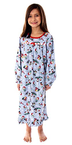 Peanuts Little Girls' Snoopy And Charlie Brown Holiday Soft Woven Fleece Pajama Sleep Shirt Nightgown (Medium) #TOP20