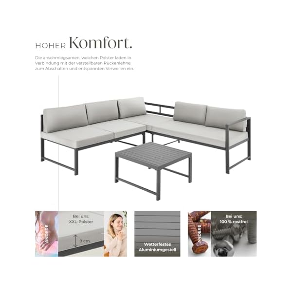 Patioco Aluminium Lounge-Set Hellgrau verstellbar