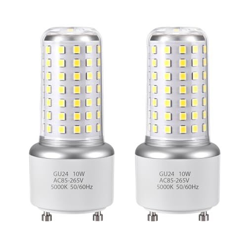 XRZT GU24 LED Light Bulb - Daylight White 5000K 100W Equivalent, Twist and Lock GU24 Pin Base with Two Prongs, Non-Dimmable, (2-Pack)