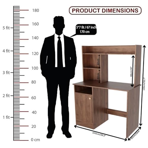 Image of SPYDER CRAFT Modern Indus Engineered Wood Study Table with Storage Shelf | Clean Minimalist Computer Desk for Home, Office, & Bedroom | Durable & Easy to Clean (Colombain) (Assembly DIY)