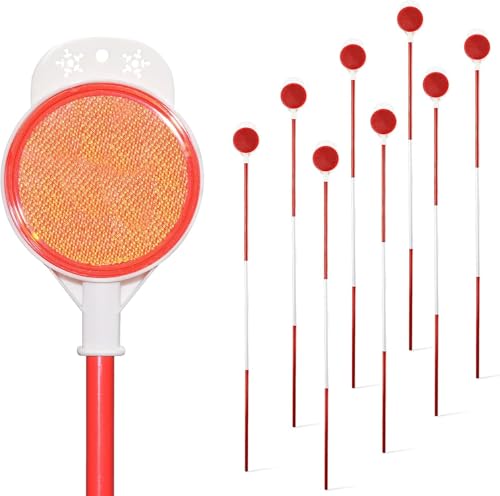 FLY HAWK Einfahrtsmarkierungen Reflektoren, 122cm Reflektierende Einfahrtsmarkierungen für Das Schneepflügen - Metallschneepfähle Doppelseitig/8Stück