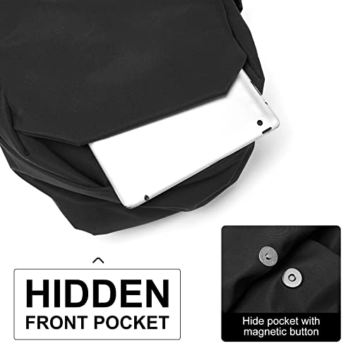 image for coofay School Backpack Black Bookbag Waterproof College High School Ba