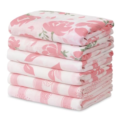 Image of GLLQUEN BABY Receiving Blankets Girl Muslin Swaddle Blankets for Newborn | Cotton Squares Baby Blankets, Soft & Thin Swaddle Cloth, Breathable Absorbent Infant Swaddling Wrap - 6 Pack (Flower)