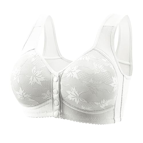 haul 2025 Ladies Bras for Older Women Front Closure Bra Full Coverage Comfortable Bras No Underwire Plus Size Bra Amazon+Previous+Orders Prime+Deals+Today+Clearance White-3 L