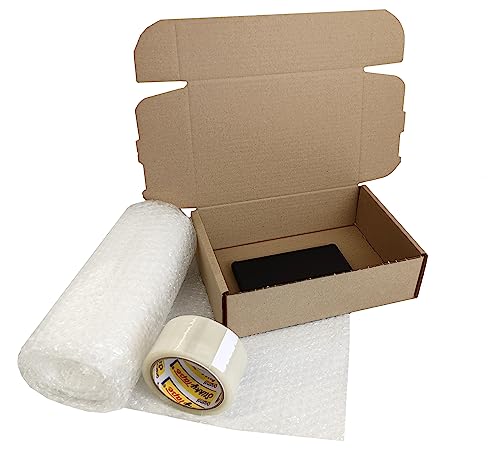 MEG4TEC 10x7x3 Inch Mobile Phone Shipping Packaging Box with 4m Bubble Wrap & Packing Tape (1)