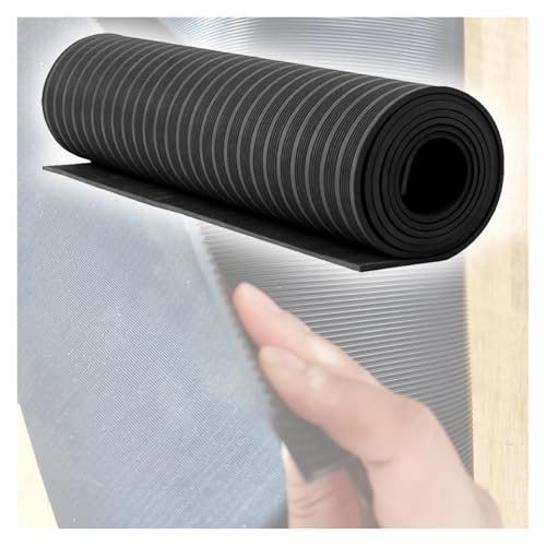 JYHHCYS Black Insulating Rubber Floor Mats, 4' 6' 10' 14' 18' 22' 26' Long Anti-electrocution Floor Matting, Non Slip Safety Insulated Carpet for Substation Distribution Room(3.2x8x0.23ft)