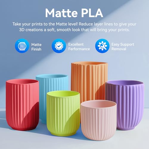 Image of JAYO Matte PLA 3D Printer Filament Bundle 1.75mm, Matte Finish Hides Layer Lines, 10 Pack 1.1kg Spools (11kg Total), Dimensional Accuracy ±0.02mm, Black