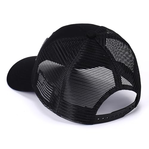 Image of USA Trucker Hat for Men & Women American Flag Cap Adjustable Baseball Cap Mesh Snap Patriotic 3D Embroidered Cap