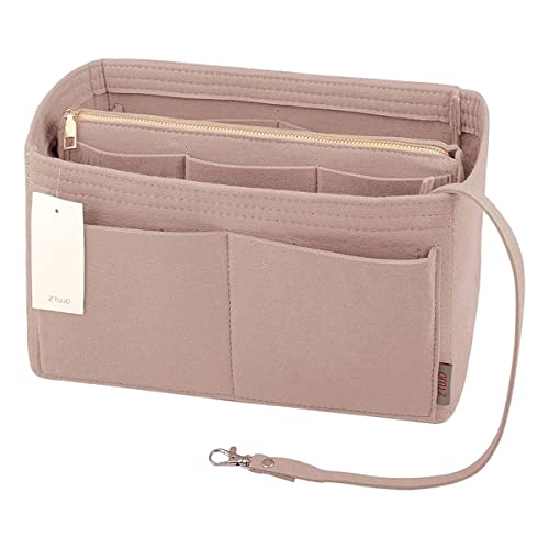 ZTUJO Purse Organizer Insert, Felt Bag Organizer with Metal Zipper, Handbag & Tote Shaper, For Speedy Neverfull Tote, 7 Sizes(Large, Light Pink) by ZTUJO - Used condition - Image 4