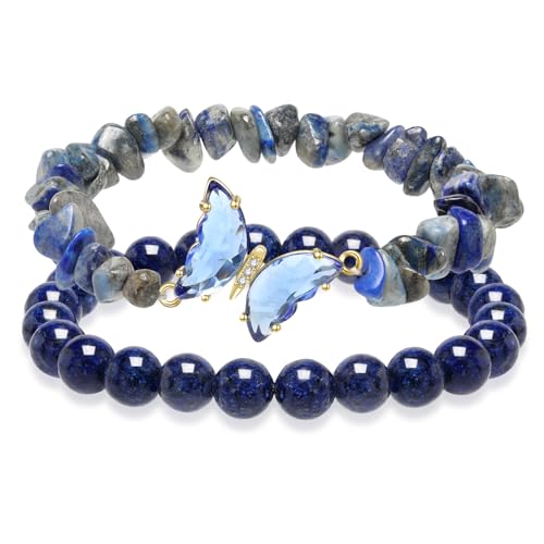 Artlunar Butterfly Bracelets Healing Bracelet Charm Jewelry Mom Gift with Beaded Bracelets Purple Bracelet for Women (Purple)