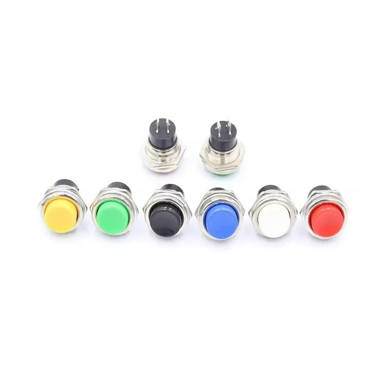 1 petit interrupteur à bouton-poussoir circulaire à réinitialisation automatique DS-212 Blanc 16 mm