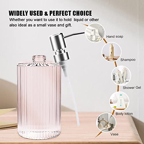 Hiyaa 3P-PINK 3 Pack Glass Soap Dispenser 17 Oz Versatile Lotion Liquid Soap Dish Dispenser Hand Soap Dispenser With Pump For Bathroom, Countertop thumb #2