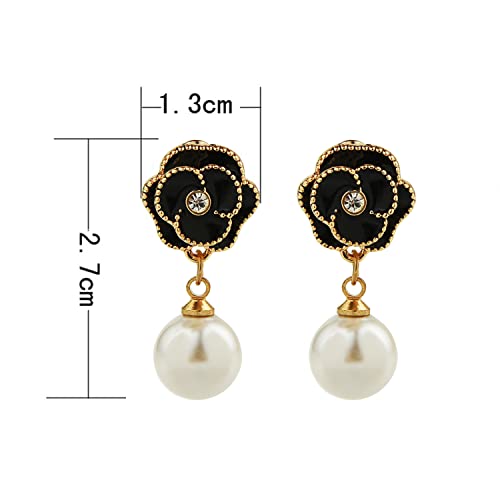 Fashion Designer Imitation Pearl Floral Charm Dangle Drop Earrings Studs2