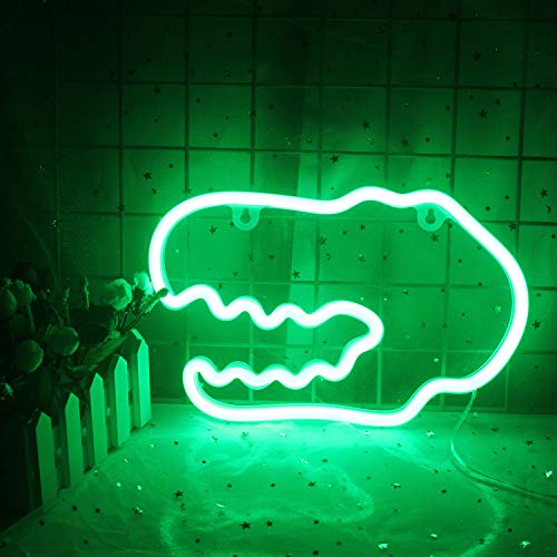 Dinosaurierkopf Neonschilder LED Neonlicht Grün Innen dekoratives leuchtendes Nachtlicht USB oder batteriebetrieben Cover