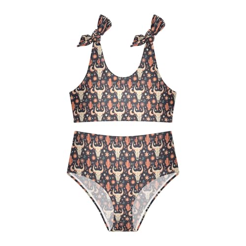 Image of Wusikd Pink Bows Girls Swimsuits Two Piece Hearts Ribbons Swimwear Bikini Set for for Girls Size 11-12T