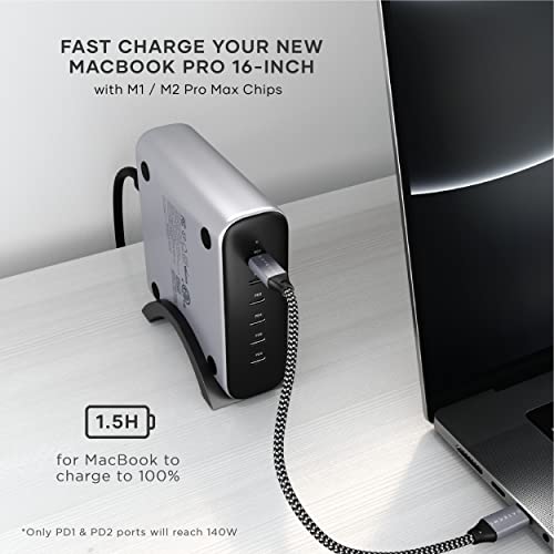 Satechi Gan 200W Usb C Charger With 6 Ports - 2X Usb-C Pd 3.1 (140W) And 4X Usb-C Pd 3.0, Fast Charging Travel Station Compatible With Apple And Most Thunderbolt Usb-C Devices #TOP2