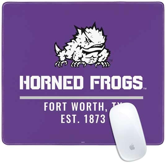 Skinit Small Gaming Mouse Pad - Officially Licensed Horned Frogs Fort Worth Design with Stitched Edges, Waterproof, Non-Slip Rubber Base, Desk Mat for Keyboard & Mouse, 12.6" x 11" inches